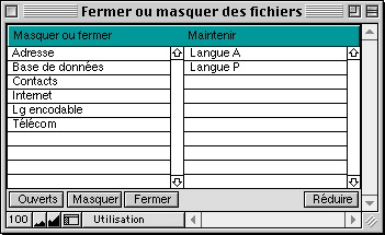 Fermer et Masquer